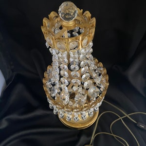 Vintage Empire Style Crystal Table Lamp/Mid Century/18” Tall