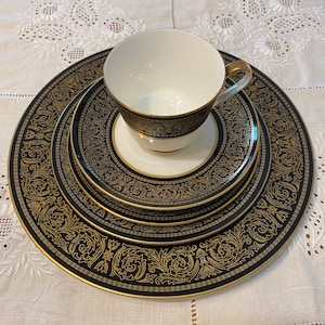 Mikasa Mt Holyoke Formal Dish-ware Set/Black and Gold/ Replacement