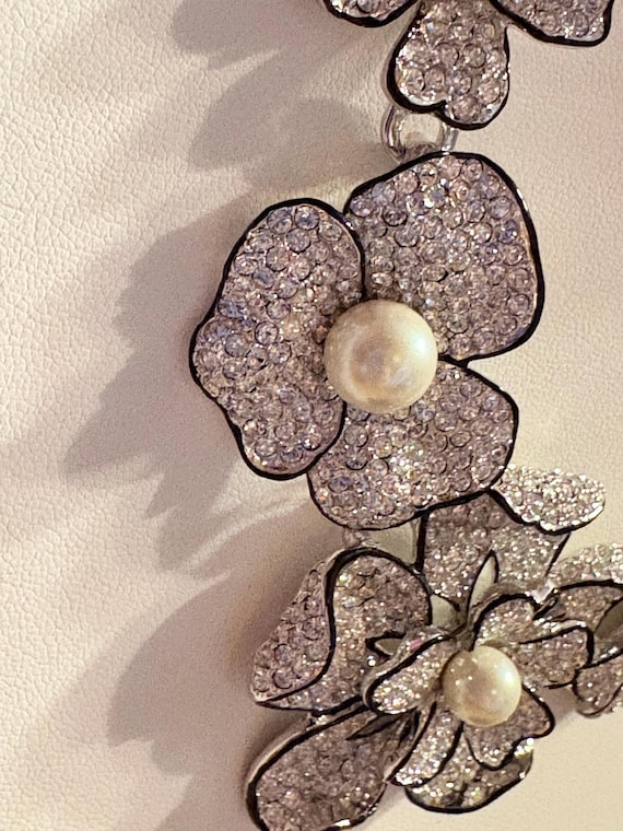 Kenneth Jay Lane/ KJL/ Pave Crystal with Faux Pea… - image 4