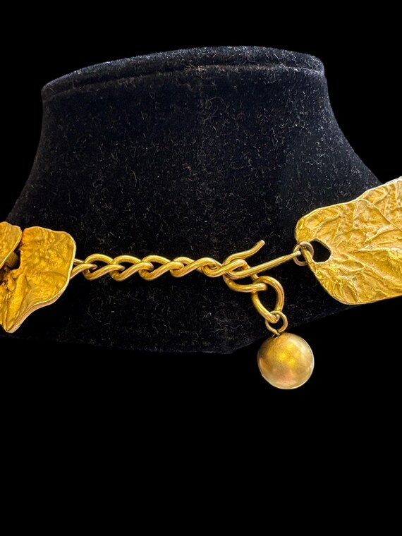 Kenneth Jay Lane Vintage 1990’s Gold Matte Ginkgo… - image 3
