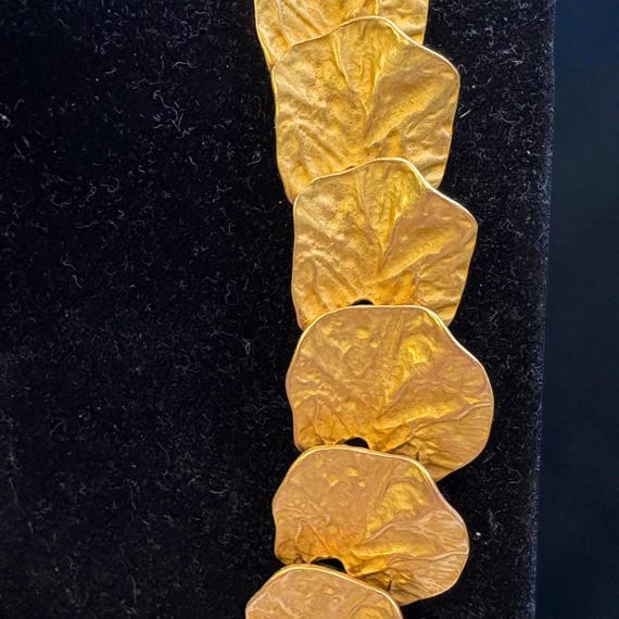 Kenneth Jay Lane Vintage 1990’s Gold Matte Ginkgo… - image 2