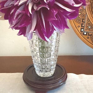 1980’s Lausitzer Lead Crystal Vase/Hand Cut/Cube Design/Made in Germany
