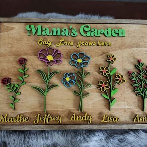 Mothersday sign "Mama's Garden" laser ready file dutch and english lbrn dfx svg ai files included in download