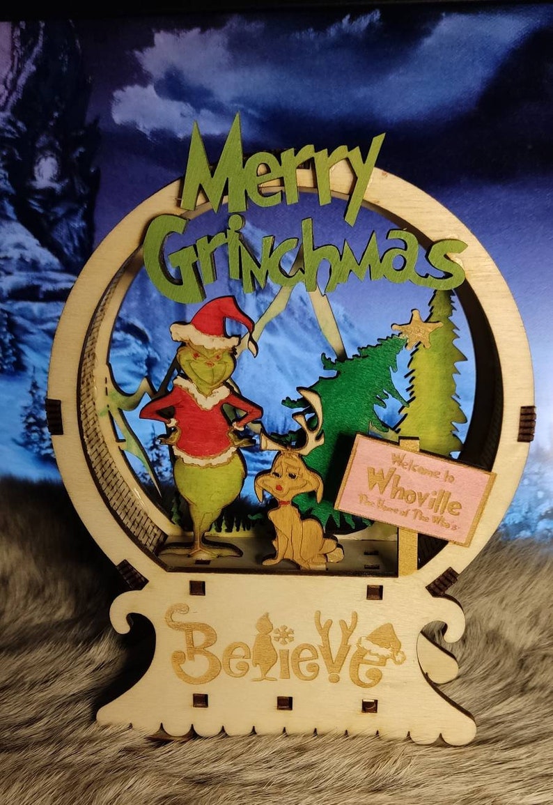 Merry Grinchmas Lamp 3mm Laser Cut Files Svg Dxf Ai Lbrn Files - Etsy