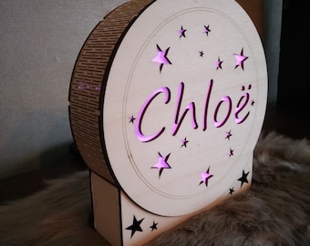 laser cut round led nom lampe lumineuse SVG fichier svg Laser Cut