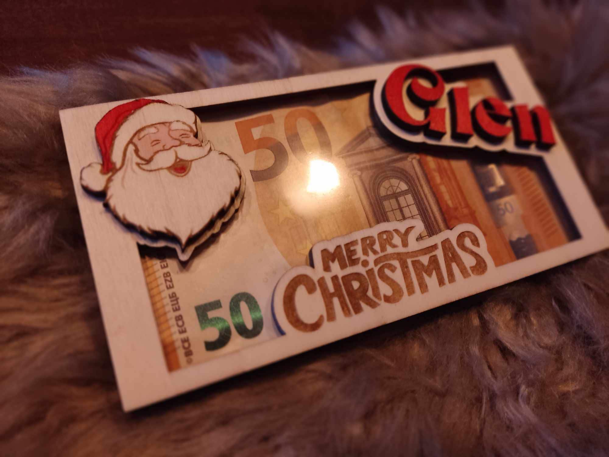 Merry christmas personalized money gift display laser cut files svg dxf ai lbrn files included Digital download