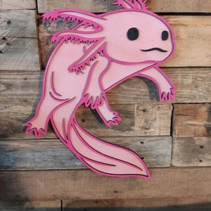 Axolotl 2 layer wall decoration laser ready file, svg dfx ai and lbrn files included in download