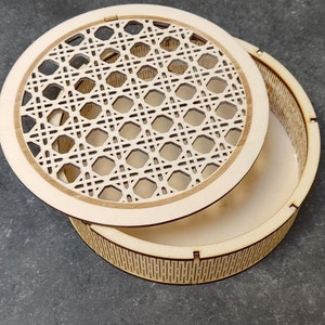 Rotan ronde doos svg lbrn dfx ai 3mm en 4mm bestanden opnemen