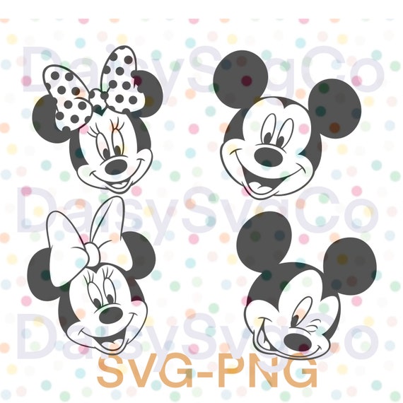 Mickey Mouse and Minnie Mouse Inspired Face Silhouettes SVG & - Etsy