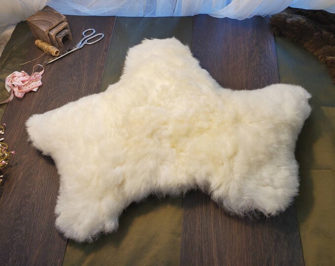 Premium Deluxe Royal Cat Bed, 100 Real Sheepskin Pelt, Lightly Filled