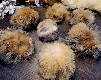 Real Coyote Fur Pompoms: All-Natural Cat Toys