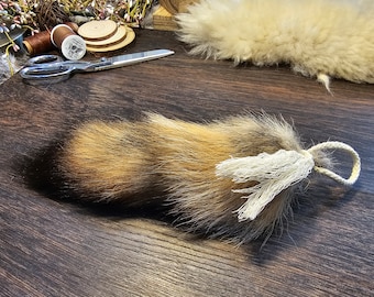 Organic Coyote Tail Cat Toy Attachment: Natural Fur Wand Toy