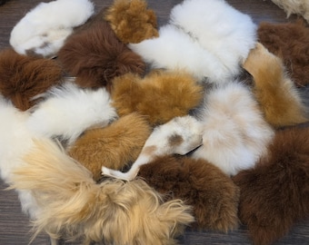 3 Natural Alpaca Fur Remnant Cat Toys, Mixed Colors (Catnip Optional)