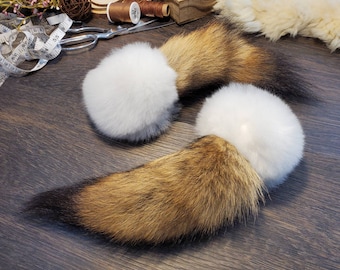 Handmade Alpaca Fur Ball Cat Toy with Coyote Tail. Catnip optional. All natural, organic, real fur cat toy.