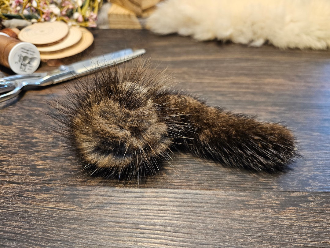 Muskrat Fur Ball With Mini Mink Tail. 100% All Real Fur, All Natural ...