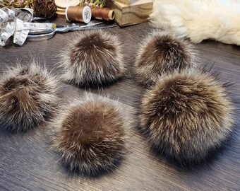 Real Raccoon Fur Pompoms: Handmade Cat Toys (Set of 2)