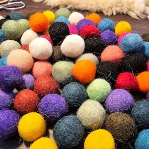 20, Multi Color Wool Balls, Cat Toys, pompoms, Catnip infused options, All natural wool,  Free Shipping