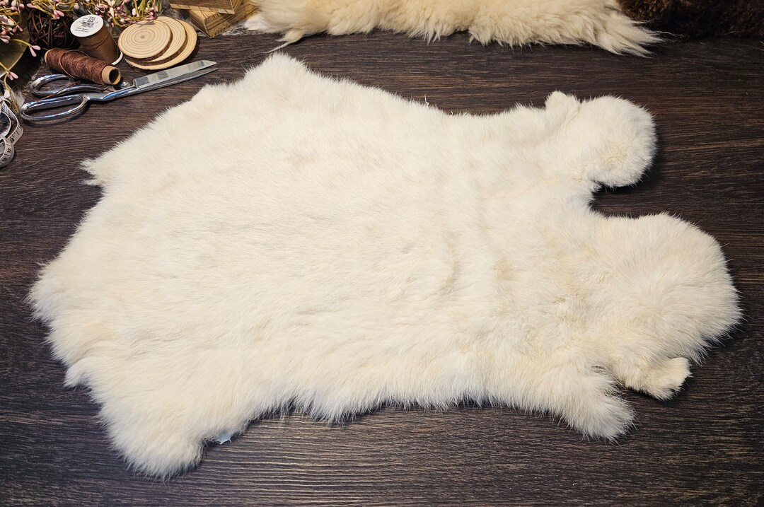Premium White Rabbit Pelt, XL, All Natural, Hide, Animal Skin, Organic