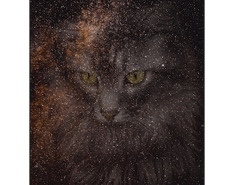 space cat, cat art, digital art, cat, galaxy cat, home decor, printable art, trendy, poster, wall hanging, abstract art, png file / pdf file