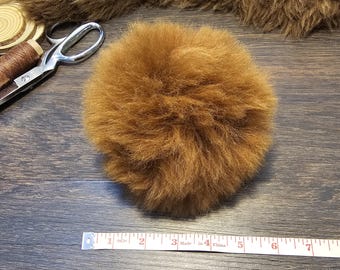 Large Fluffy Brown Alpaca Fur Pompom, Craft Supplies, Cat Toy (Catnip Optional)