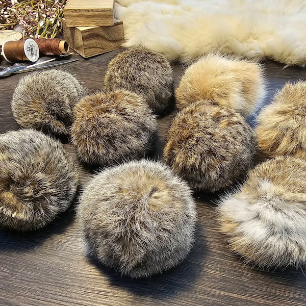 Real Rabbit Fur Pompoms. All natural, Handmade. Cored with a felted wool ball. Catnip powder infused options. Cat toys, free shipping, ball