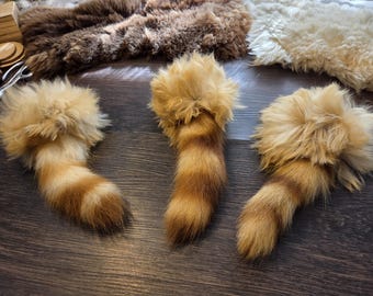 Suri Alpaca Fur Cat Toy with Raccoon Tail, Felted Wool Core (Catnip Optional)