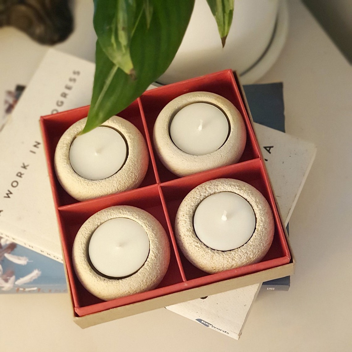 Stone tealight candle holder Etsy