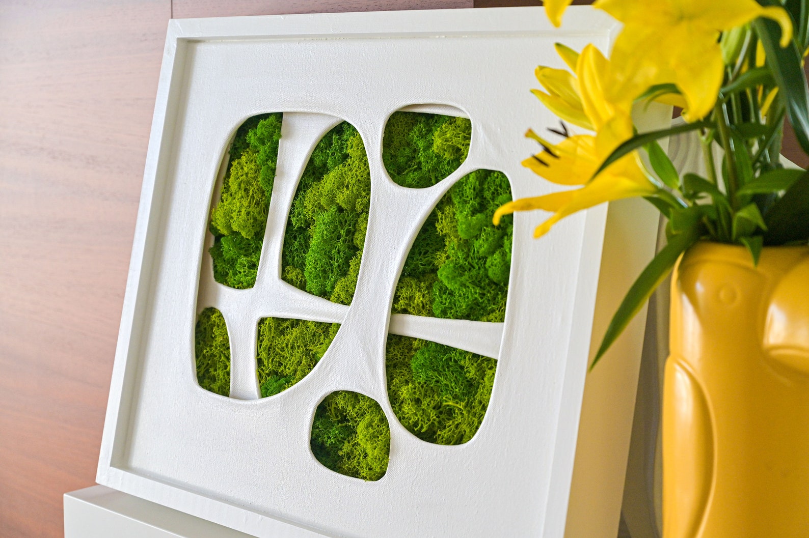 Green Moss Art 3D on Canvas, Moss Wall Art, Moss Painting, Preserved