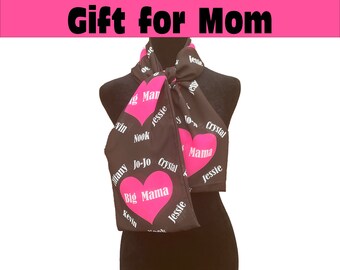 Bufanda personalizada con nombres: ropa rosa y negra para mujer, mamá, abuela o día de la madre
