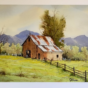 Watercolor Print - Rustic Barn