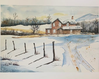 Watercolor Print -House on Highway 27