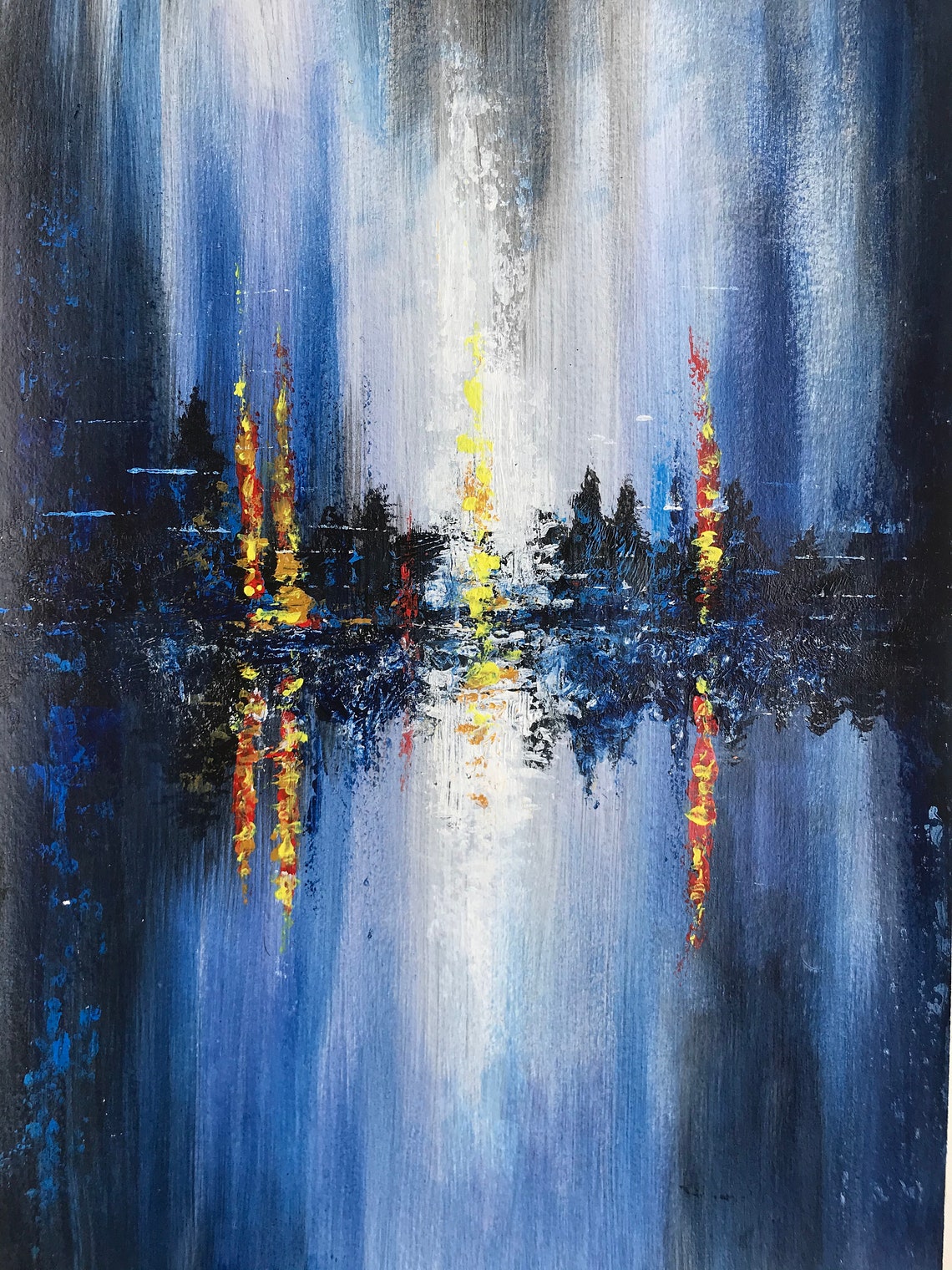 Union Original Hand Painted Abstract Painting On Paper 11.7 X Etsy