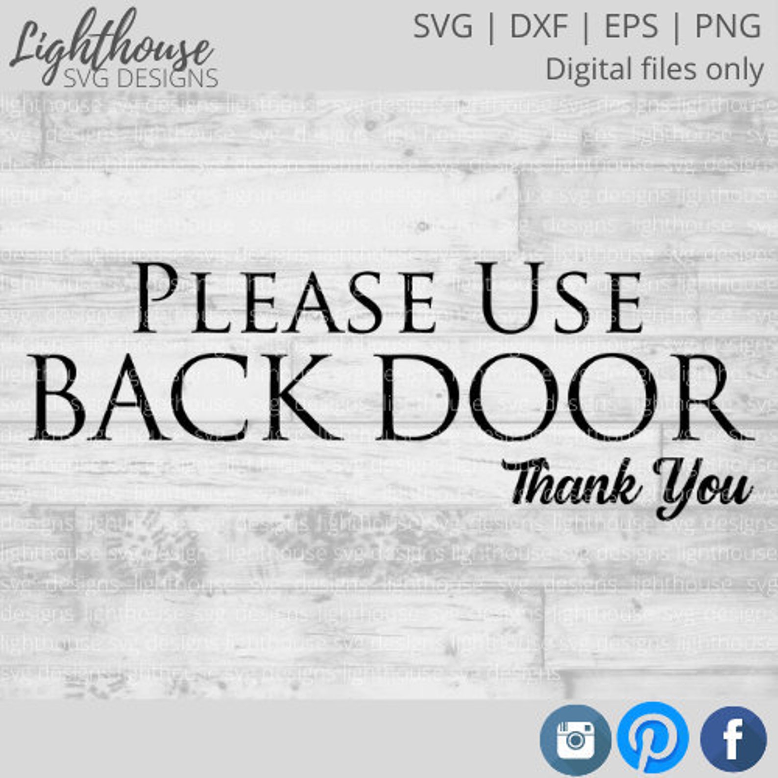 Please Use Back Door No Arrow Sign SVG DXF EPS png | Etsy