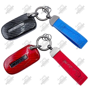 NEW Hot Iron Pressed Genuine Alcantara SRT Hellcat Double Sided Logo *Keychain ONLY*