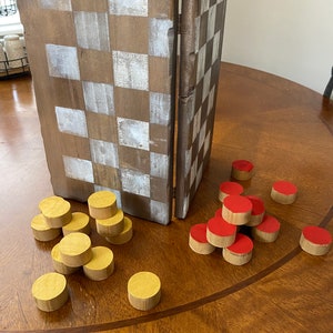 Hand made checkers and board