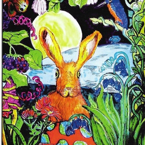 lepre colorato astratto biglietto di auguri vuoto colorato disegno art