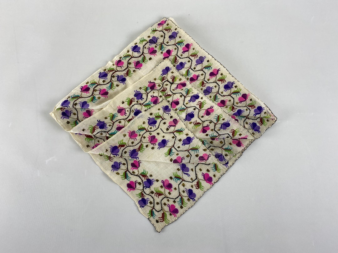 Ottoman Antique Embroidery, Table Cover, Cotton Tablecloth , 30 X 30