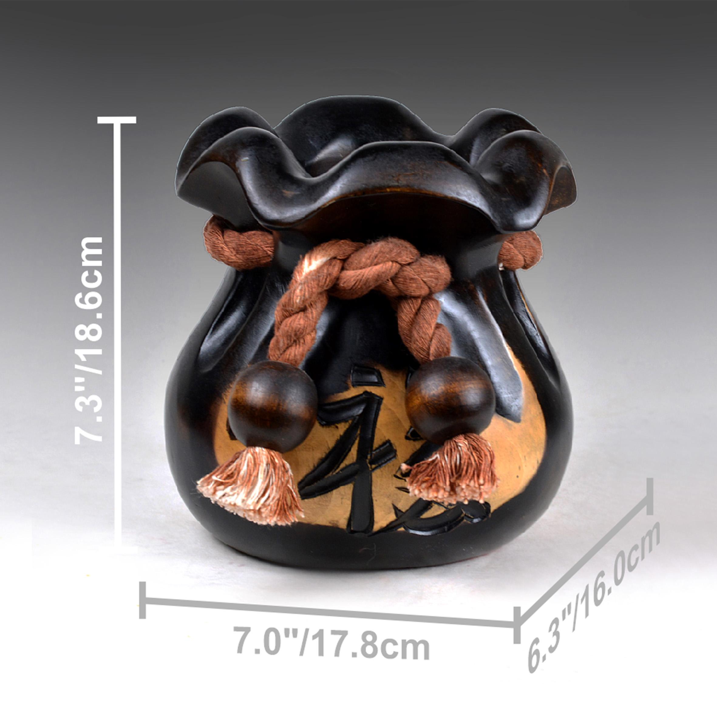 ヴィンテージの日本製木製祝福袋花瓶：民芸品（7.3インチ/18.6 cm