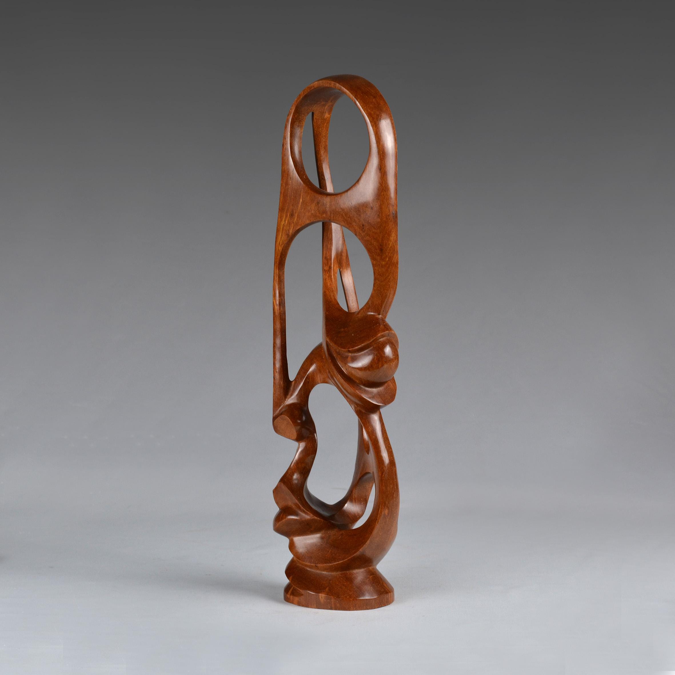 ヴィンテージマコンデスタイルのハードウッド彫刻：抽象的モダニズム