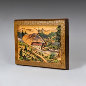 Vintage German Folk Art Black Forest (Schwarzwald) 3D Wood Carving Wall Hanging 12.4”/31.5cm (N3814)