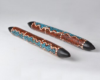 Vintage Aboriginal Australian Tribal Art Hand Painted Dot Art Hardwood ...