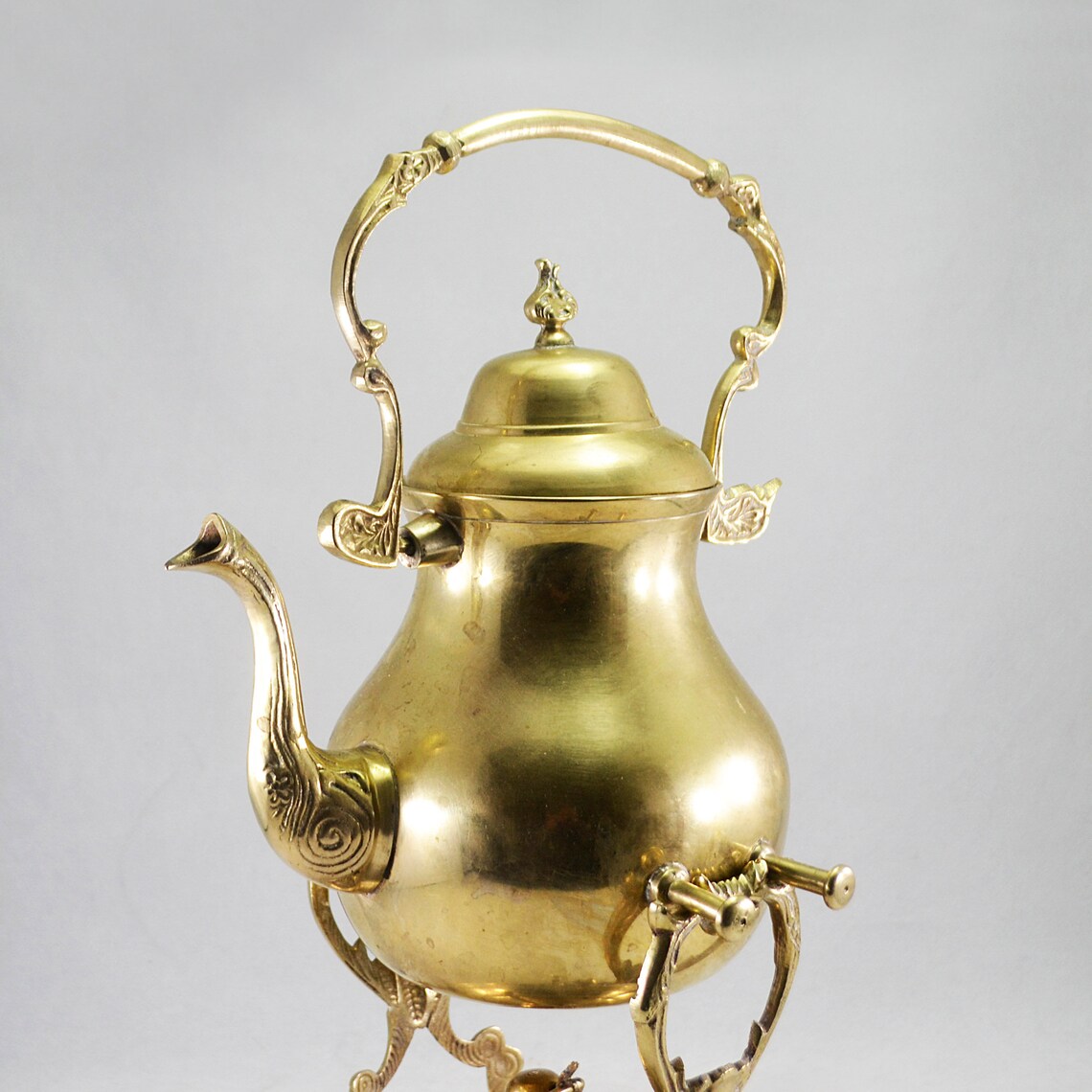 Vintage Brass Tea Kettle on Warming Stand 4.8 lbs Etsy