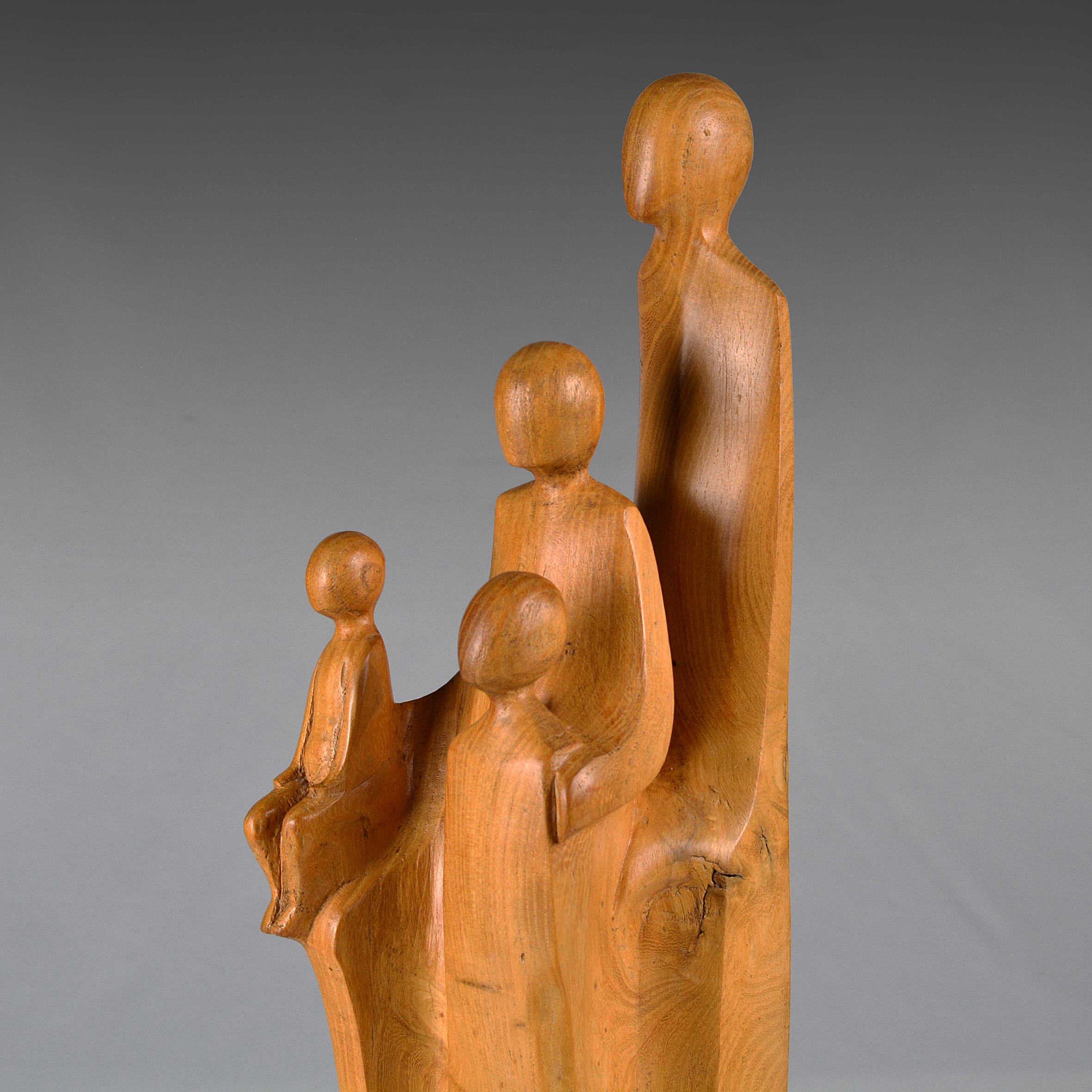 希少 Wooden sculpture Signed JAH 1987 Wooden Sculpture: Modern Minimalist Abstract
