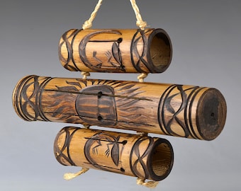 Vintage Bamboo Teponaztli Drum Slit Drum: Mesoamerican Folk Instrument