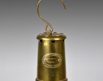 Old Brass Miners Safety Lantern Hockley Lamp and Limelight