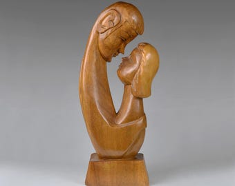 ヴィンテージ手彫り木製ブルル像：フィリピン部族芸術（12.2インチ/31