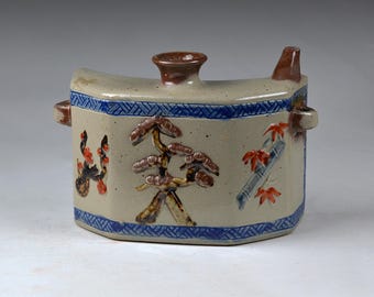 Vintage Yachimun Pottery Sake Flask, Okinawa Japan, Mid-Century (N4410)