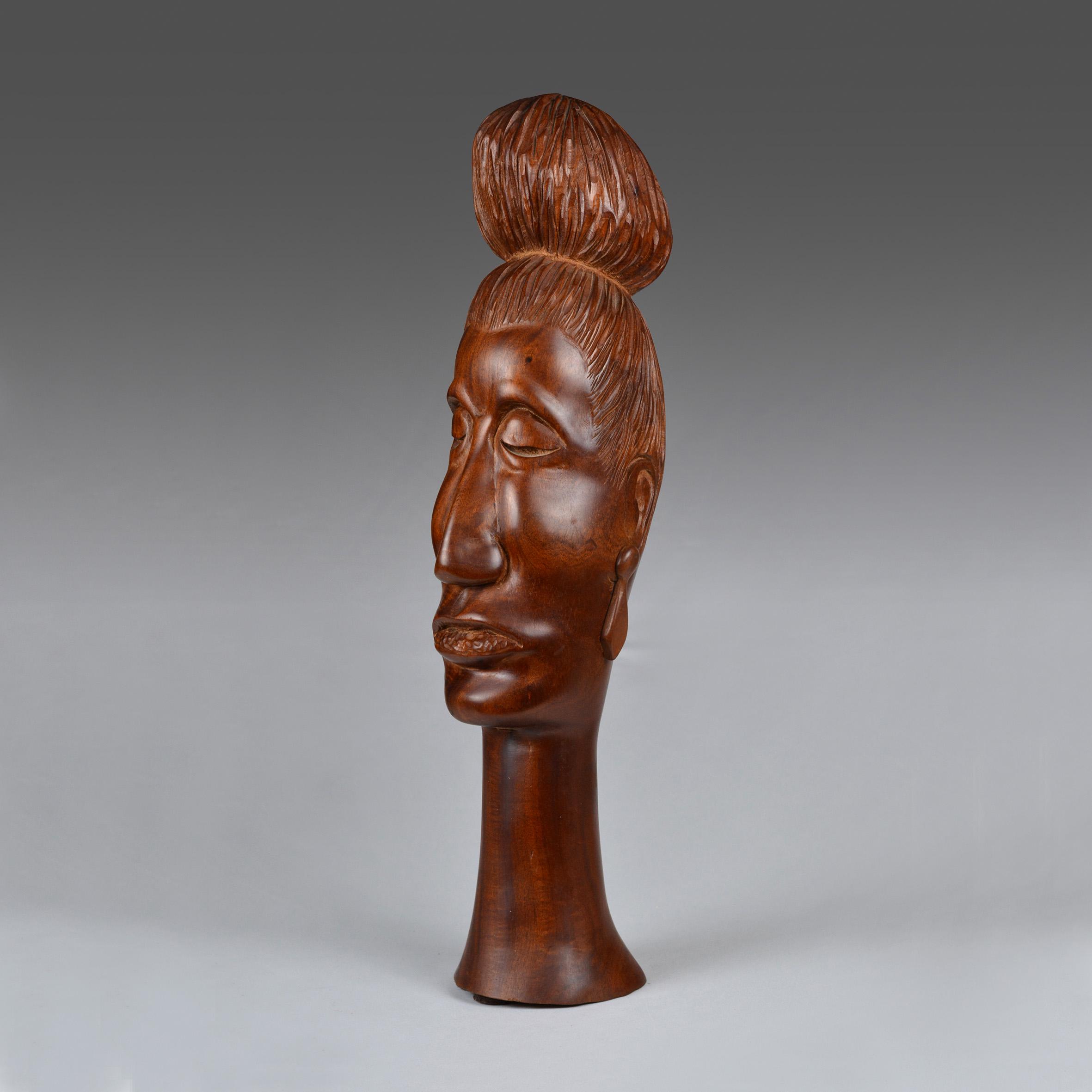 木製女性胸像彫刻 ヴィンテージ オセアニア アイアンウッド 女性胸像彫刻：太平洋諸島