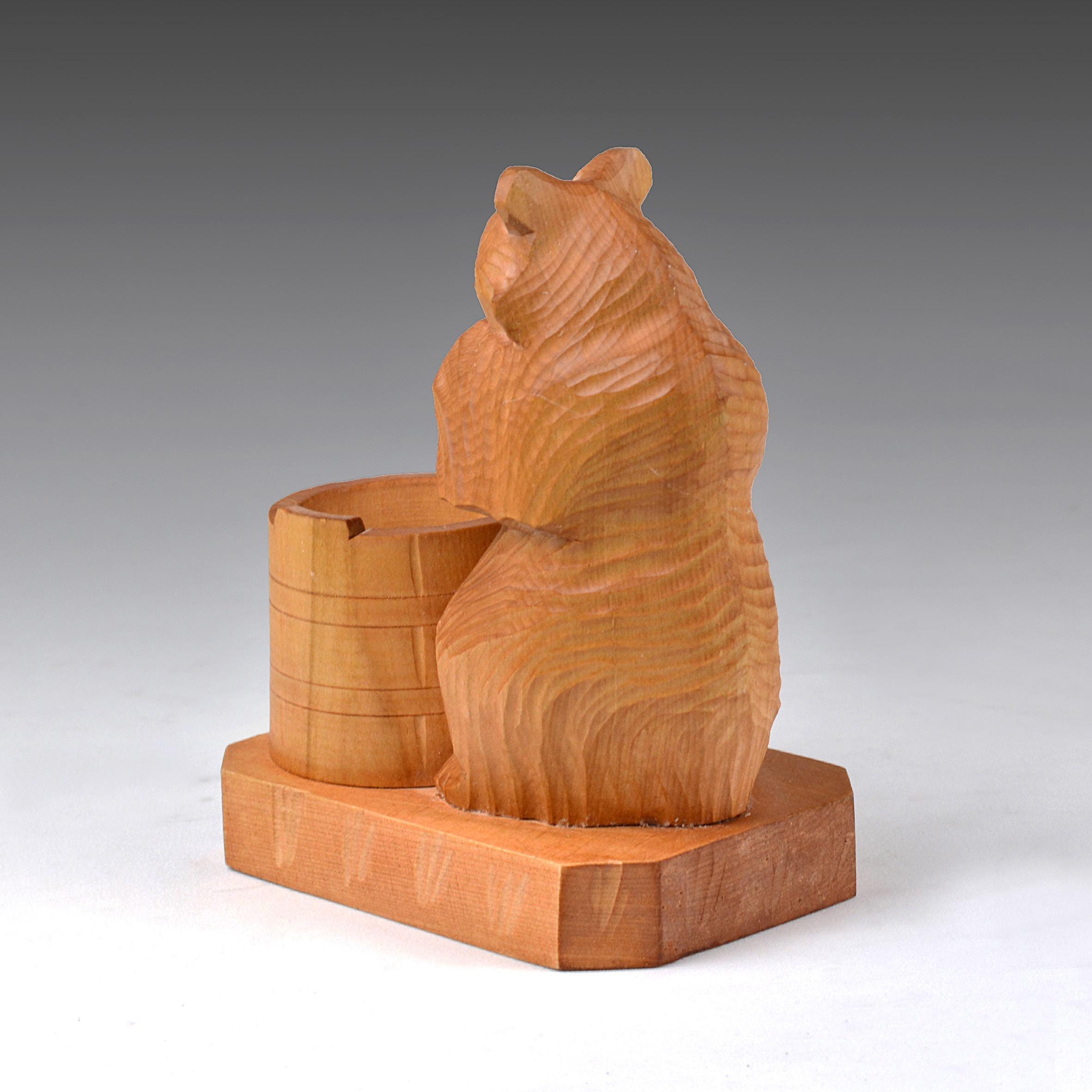 ヴィンテージ ロシア伝統彫刻アート 手彫り木製クマの彫刻置物 高さ6.7