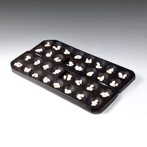 Vintage Hand Carved Ironwood Mancala Game Board with Shells (13”/33cm) (N3932)